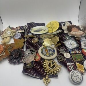 Vtg - Now Lapel Pin Lot Of Various Silver & Gold Tone Pinbacks Enamel Brooch